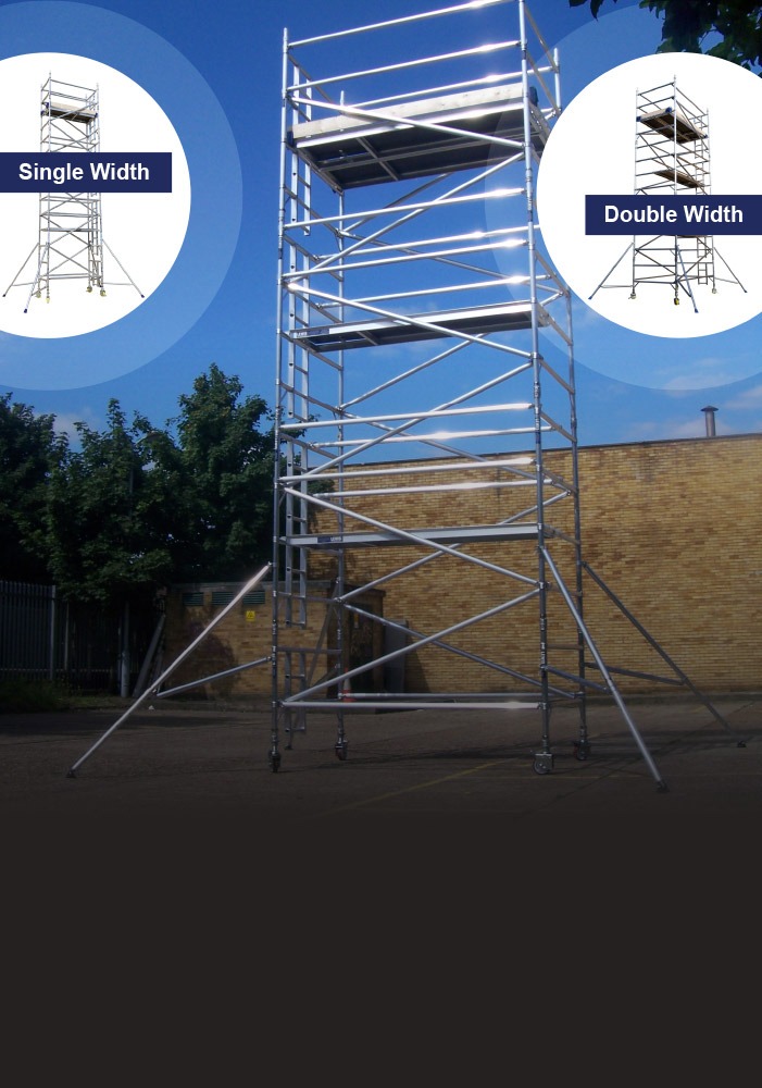 banner lewis industrial scaffold towers example of single and double width scaffold tower
