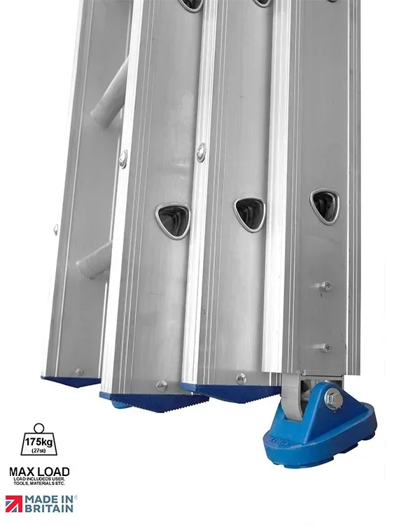 triple heavy duty ladders industrial ladders rubber feet no stabliser